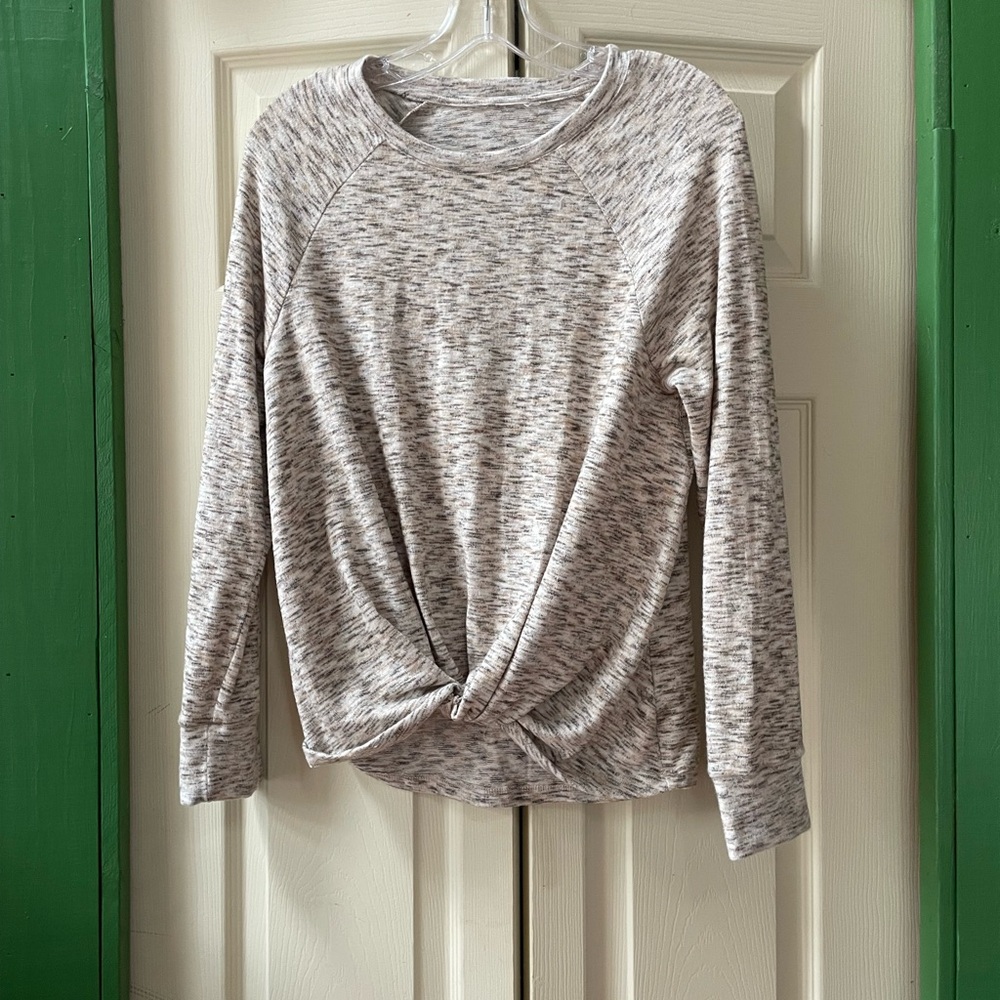 Heathered Gray/Brown Twist Front Sweater - Picture 1 of 6